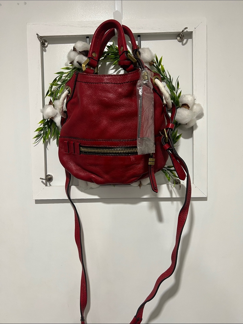 orYANY Red Leather Convertible Crossbody & Top-Handle Bag